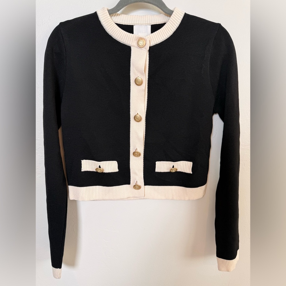 H&M Black and White Knit Cardigan